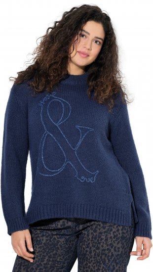 Ulla Popken Textured Glitter Embroidery Oversized Sweater Ink Blue - Sviitrid ja dressipluusid - 