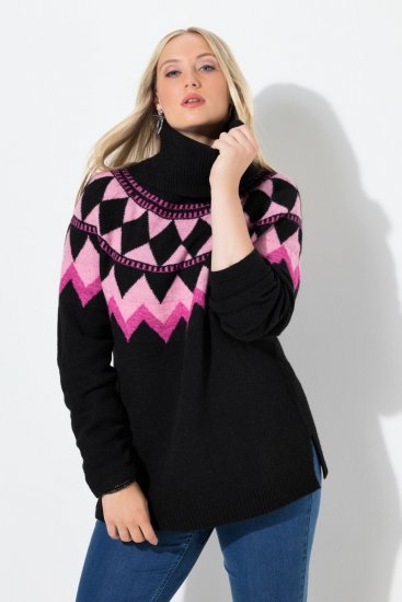 Ulla Popken Neon Alpine Pattern Long Sleeve Turtleneck Sweater Light Pink - Sviitrid ja dressipluusid - Mugavad dressipluusid ja kudumid