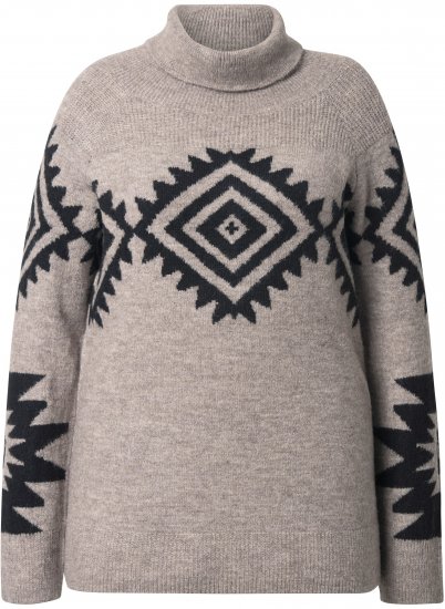 Ulla Popken Aztec Pattern Turtleneck Sweater Pebble Grey - Sviitrid ja dressipluusid - 