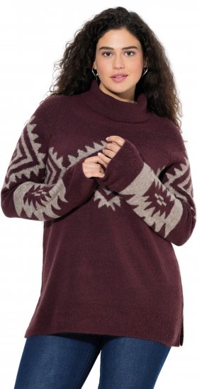 Ulla Popken Aztec Pattern Turtleneck Sweater Plum - Sviitrid ja dressipluusid - 