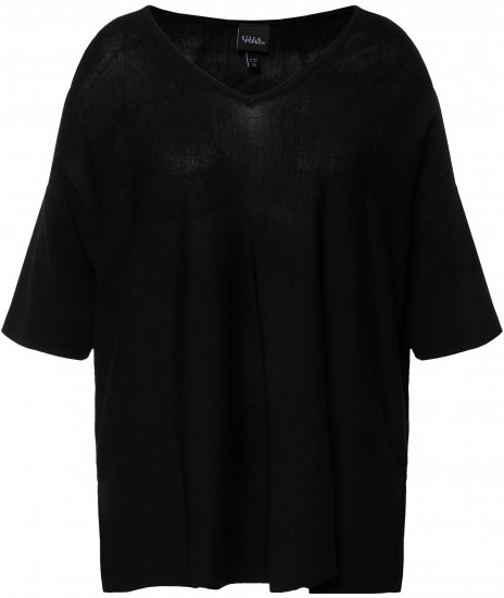 Ulla Popken Oversized 3/4 Sleeve V-Neck Sweater Black - Sviitrid ja dressipluusid - 