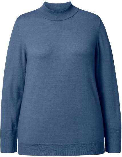 Ulla Popken Long Sleeves Mock Turtleneck Sweater Atlantic Blue - Ulla Popken - 