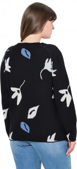 Ulla Popken Eco Cotton Leaf Pattern Long Sleeve Sweater Black - Sviitrid ja dressipluusid - 