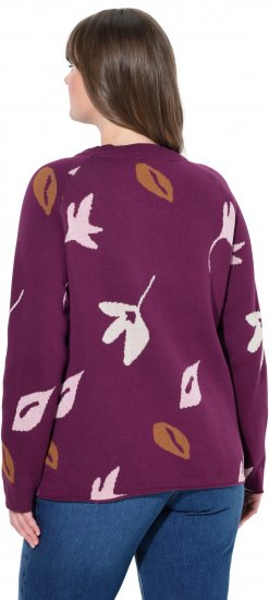 Ulla Popken Eco Cotton Leaf Pattern Long Sleeve Sweater Forest Berry - Sviitrid ja dressipluusid - 