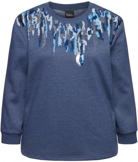 Ulla Popken Sequined Neck Long Sleeve Sweatshirt Ink Blue - Sviitrid ja dressipluusid - 