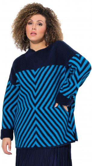 Ulla Popken Graphic Stripe Long Sleeve Turtleneck Sweater Navy - Sviitrid ja dressipluusid - 