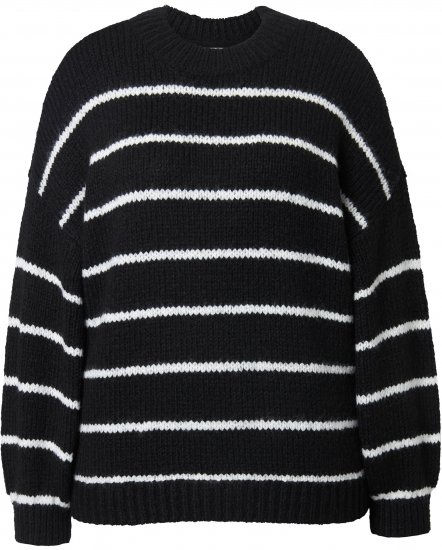 Ulla Popken Oversized Striped Balloon Sleeve Sweater Black - Sviitrid ja dressipluusid - 
