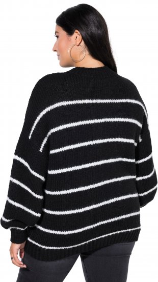 Ulla Popken Oversized Striped Balloon Sleeve Sweater Black - Sviitrid ja dressipluusid - 