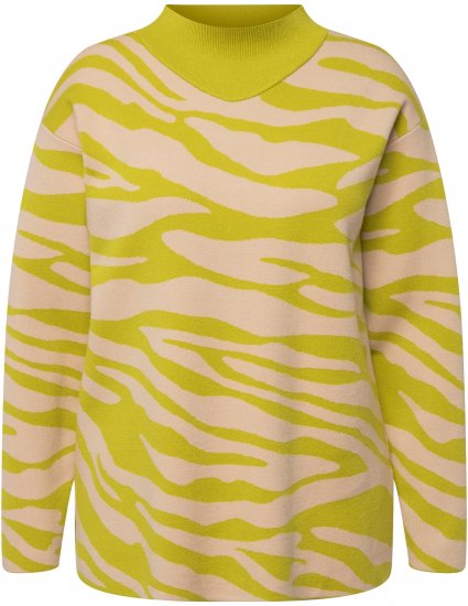 Ulla Popken Zebra Print Mock Turtleneck Long Sleeve Sweater Yellow Green - Sviitrid ja dressipluusid - 