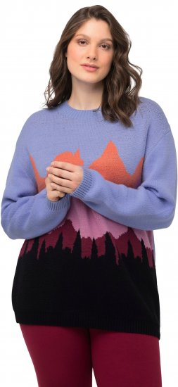 Ulla Popken Long Sleeve Knit Mountain Range Sweater Bright Purple - Sviitrid ja dressipluusid - 