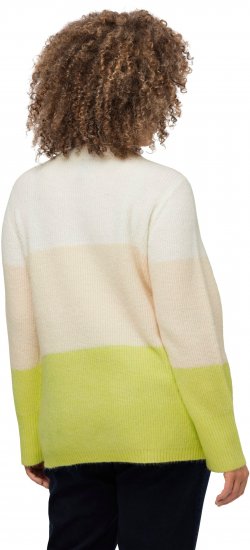 Ulla Popken Block Stripe Long Sleeve V-Neck Sweater Lime Green - Sviitrid ja dressipluusid - 