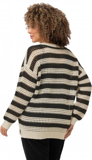 Ulla Popken Striped Long Sleeve Crocheted Sweater Vanilla - Sviitrid ja dressipluusid - 