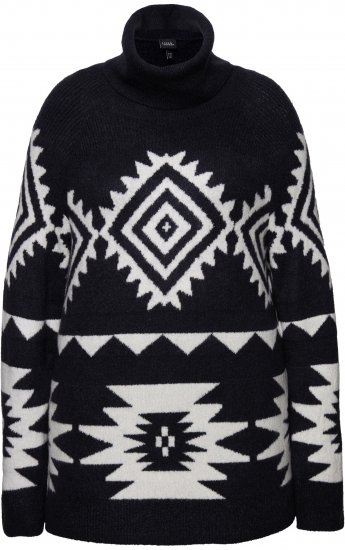 Ulla Popken Aztec-Inspired Long Sleeve Turtleneck Sweater Navy - Sviitrid ja dressipluusid - 