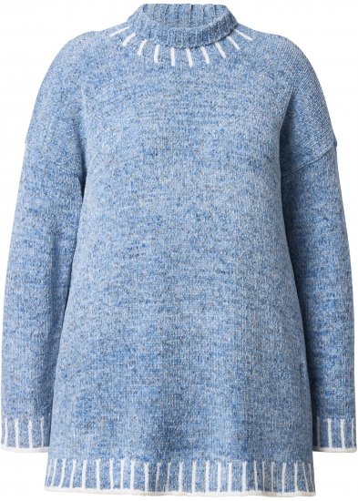 Ulla Popken Blanket Stitch Oversized Turtleneck Sweater Dove Blue - Sviitrid ja dressipluusid - 