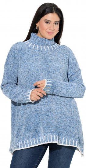 Ulla Popken Blanket Stitch Oversized Turtleneck Sweater Dove Blue - Sviitrid ja dressipluusid - 