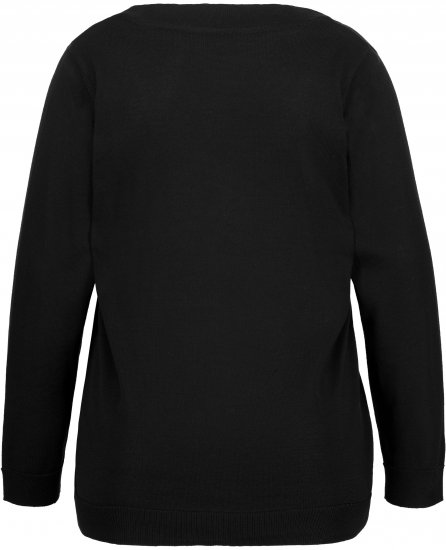 Ulla Popken Soft Fine Knit Pullover V-Neck Sweatshirt Black - Sviitrid ja dressipluusid - 