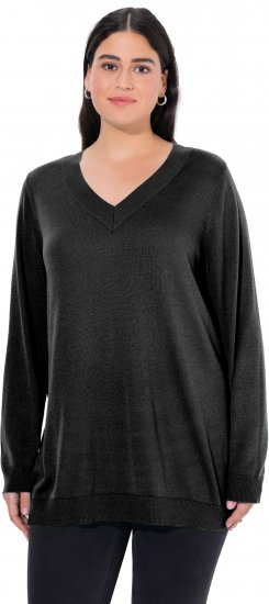 Ulla Popken Soft Fine Knit Pullover V-Neck Sweatshirt Black - Sviitrid ja dressipluusid - 
