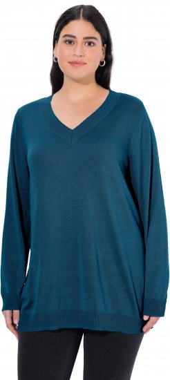 Ulla Popken Casual V-Neck Long Sleeve Sweater Cerulean - Sviitrid ja dressipluusid - 