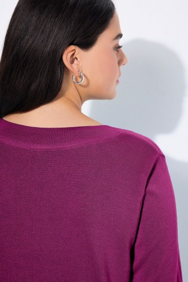 Ulla Popken Soft Fine Knit Pullover V-Neck Sweatshirt Dark Lilac - Sviitrid ja dressipluusid - Mugavad dressipluusid ja kudumid