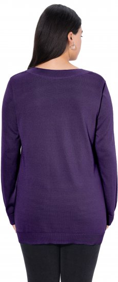Ulla Popken Casual V-Neck Long Sleeve Sweater Deep Violet - Sviitrid ja dressipluusid - 