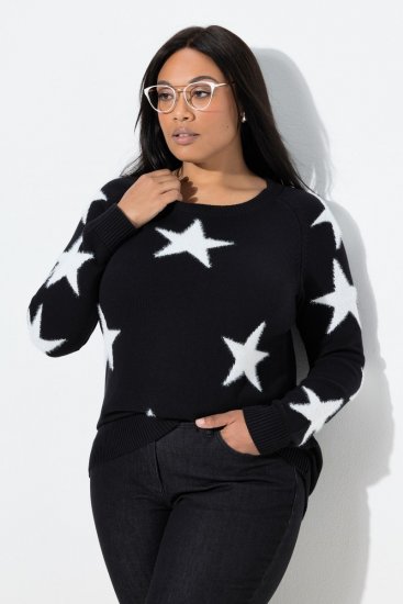 Ulla Popken Glitter Stars Soft Knit Sweater Black - Sviitrid ja dressipluusid - Mugavad dressipluusid ja kudumid