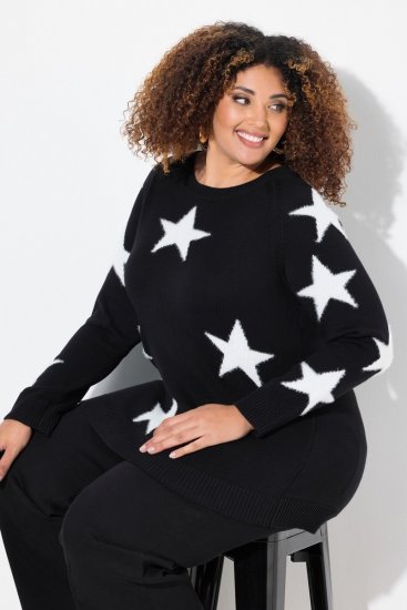 Ulla Popken Glitter Stars Soft Knit Sweater Black - Sviitrid ja dressipluusid - Mugavad dressipluusid ja kudumid
