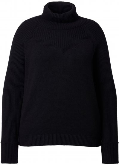 Ulla Popken Turtleneck Sweater with Ribbed Inserts Black - Sviitrid ja dressipluusid - 