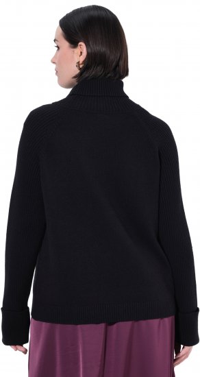 Ulla Popken Turtleneck Sweater with Ribbed Inserts Black - Sviitrid ja dressipluusid - 