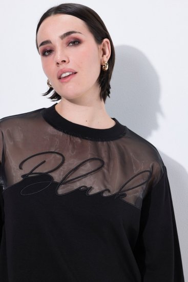 Ulla Popken Tulle Panel Sweatshirt Black - Sviitrid ja dressipluusid - Mugavad dressipluusid ja kudumid