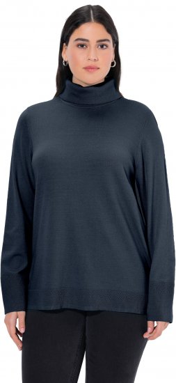 Ulla Popken Turtleneck Ribbed Trim Long Sleeve Sweater Navy - Sviitrid ja dressipluusid - 
