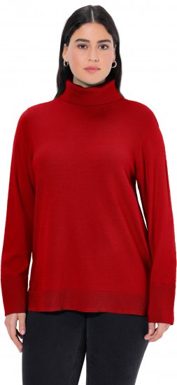 Ulla Popken Turtleneck Ribbed Trim Long Sleeve Sweater Salsa Red - Sviitrid ja dressipluusid - 