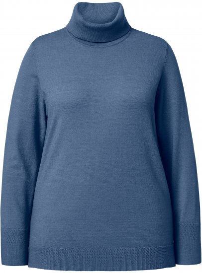 Ulla Popken Turtleneck Ribbed Trim Long Sleeve Sweater Atlantic Blue - Sviitrid ja dressipluusid - 