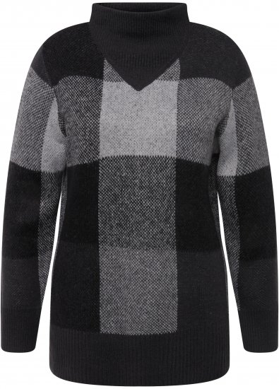 Ulla Popken Grand Check Long Sleeve Sweater Charcoal Grey Melange - Sviitrid ja dressipluusid - 