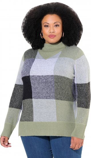 Ulla Popken Grand Check Long Sleeve Sweater Sage Green - Sviitrid ja dressipluusid - 