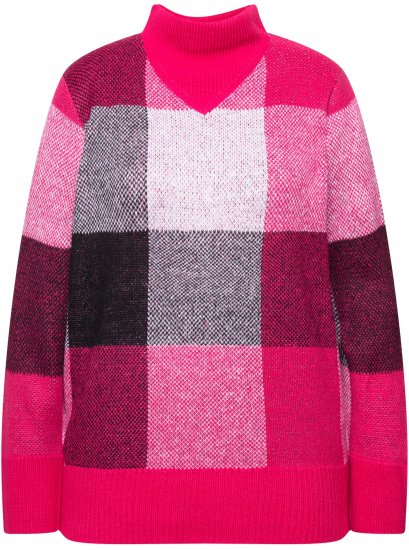 Ulla Popken Grand Check Long Sleeve Sweater Red Pink - Sviitrid ja dressipluusid - 