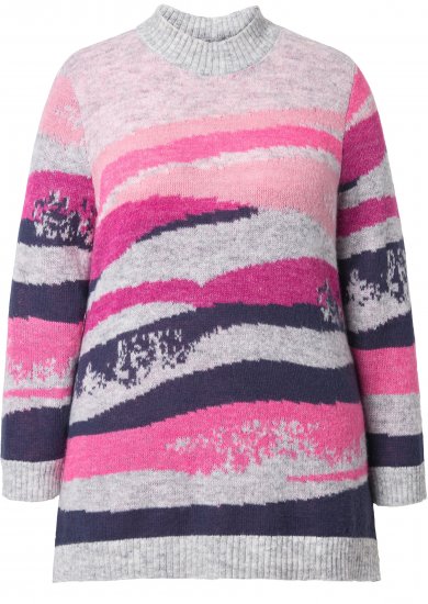 Ulla Popken Landscape Stripe Sweater Light Grey Melange - Sviitrid ja dressipluusid - 