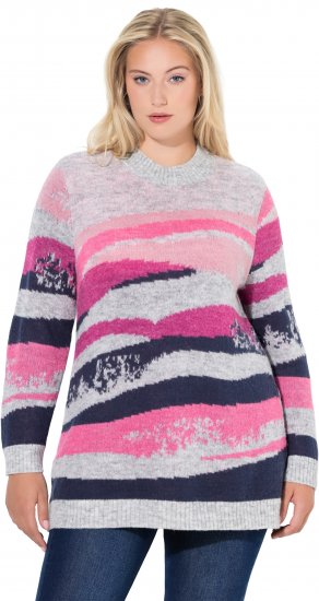 Ulla Popken Landscape Stripe Sweater Light Grey Melange - Sviitrid ja dressipluusid - 