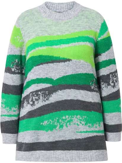 Ulla Popken Landscape Stripe Sweater Moss Green - Sviitrid ja dressipluusid - 