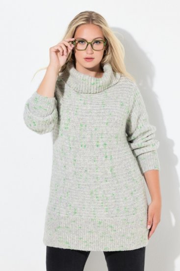 Ulla Popken Space Yarn Oversized Turtleneck Sweater Light Grey Melange - Sviitrid ja dressipluusid - Mugavad dressipluusid ja kudumid