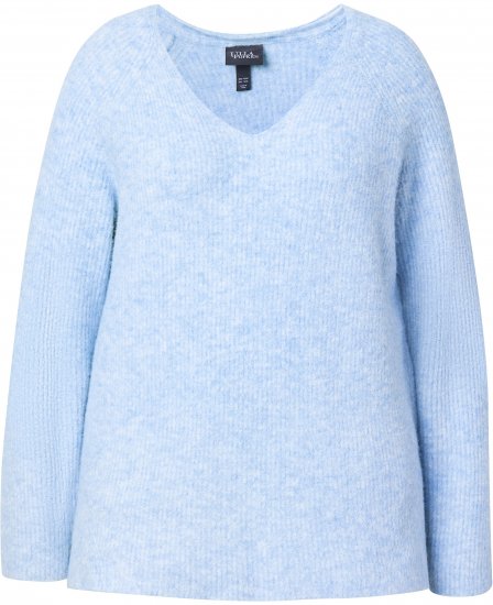 Ulla Popken Long Sleeve V-Neck Ribbed Knit Sweater Light Blue - Sviitrid ja dressipluusid - 