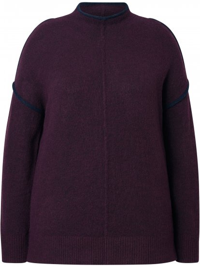 Ulla Popken Contrast Trim Long Sleeve Sweater Dark Ruby - Sviitrid ja dressipluusid - 