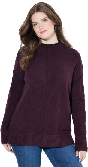 Ulla Popken Contrast Trim Long Sleeve Sweater Dark Ruby - Sviitrid ja dressipluusid - 