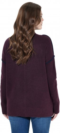 Ulla Popken Contrast Trim Long Sleeve Sweater Dark Ruby - Sviitrid ja dressipluusid - 
