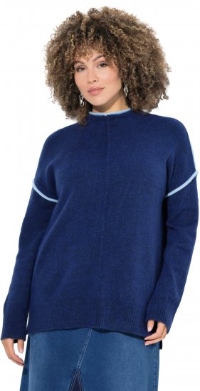 Ulla Popken Contrast Trim Long Sleeve Sweater Dark Blue - Sviitrid ja dressipluusid - 