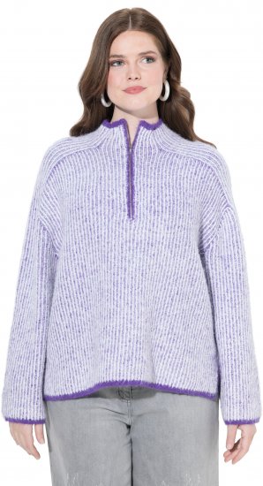 Ulla Popken Striped Knit Long Sleeve Troyer Collar Sweater Purple - Sviitrid ja dressipluusid - 