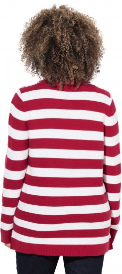 Ulla Popken Striped Polo Collar Long Sleeve Sweater Ruby Red - Sviitrid ja dressipluusid - 