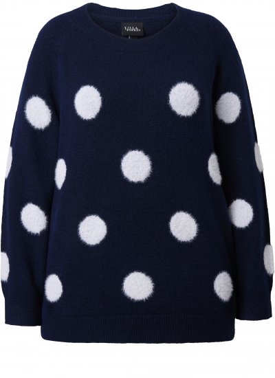 Ulla Popken Fluffy Polka Dot Sweater Ink Blue - Sviitrid ja dressipluusid - 