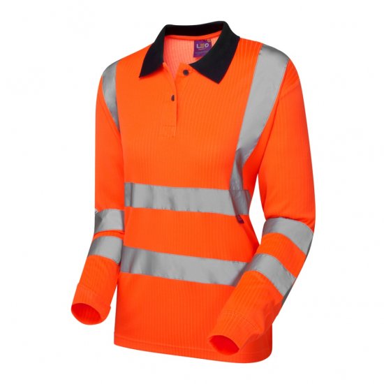 Leo Beaford EcoViz Comfort Women's Sleeved Polo Shirt Orange - Tööriided - 
