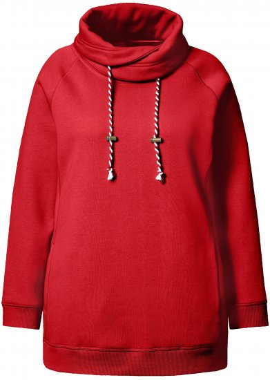 Ulla Popken Drawstring Collar Long Sleeve Sweatshirt Salsa Red - Sviitrid ja dressipluusid - 