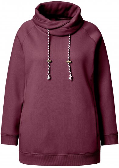 Ulla Popken Drawstring Collar Long Sleeve Sweatshirt Dark Berry - Sviitrid ja dressipluusid - 
